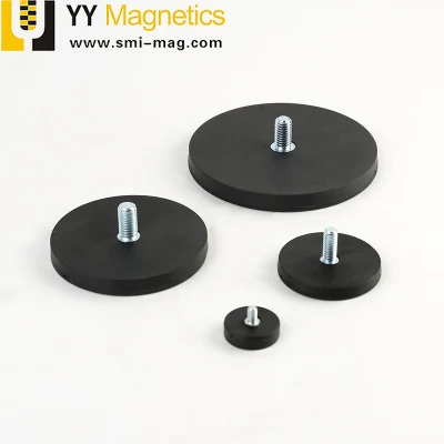 D22mm Rubber Coated Pot Magnet with Threaded for Car Sign